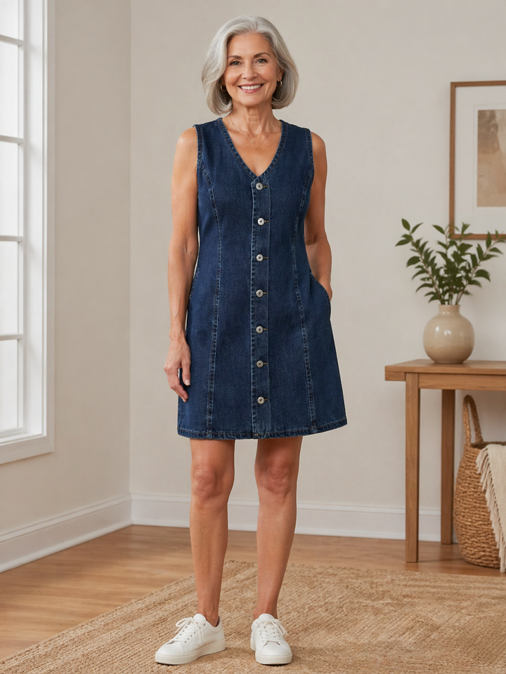 Nireva – robe en denim à boutons