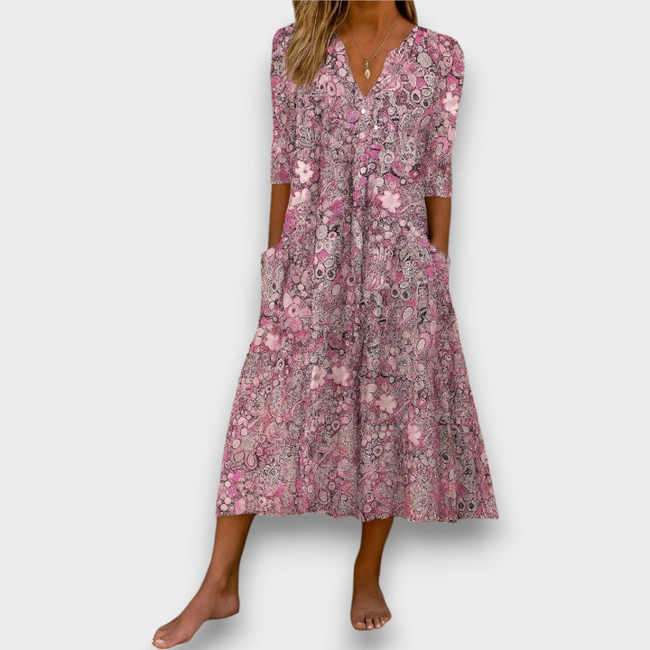 Neraya – robe infroissable à col V