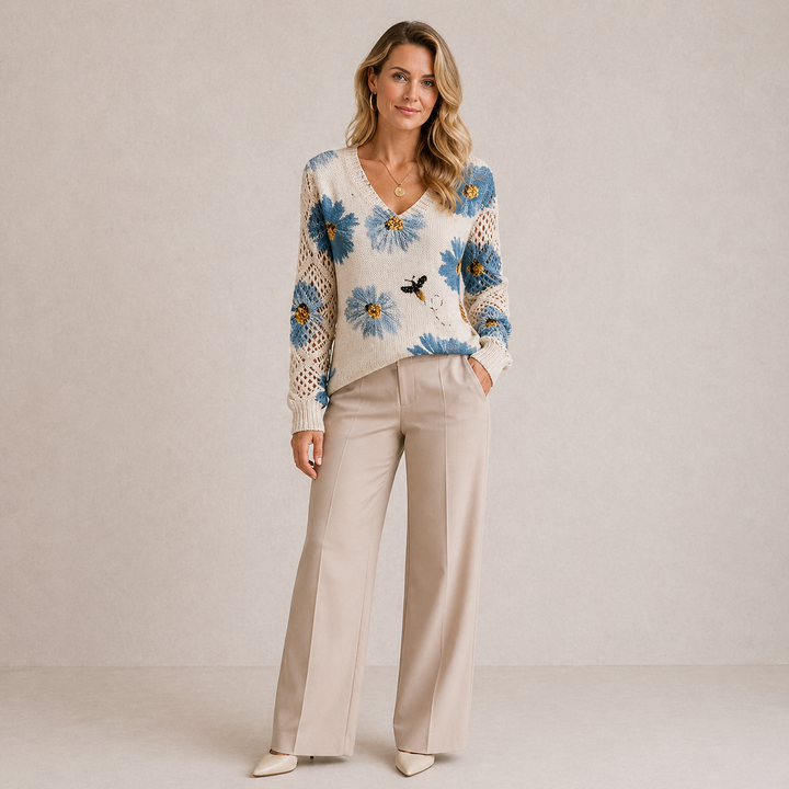 Rivena – pull col V en maille fine