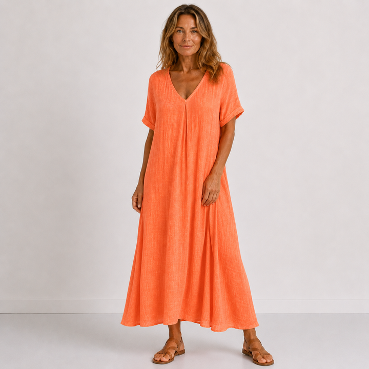 Noreli – Robe à col en V en tissu léger