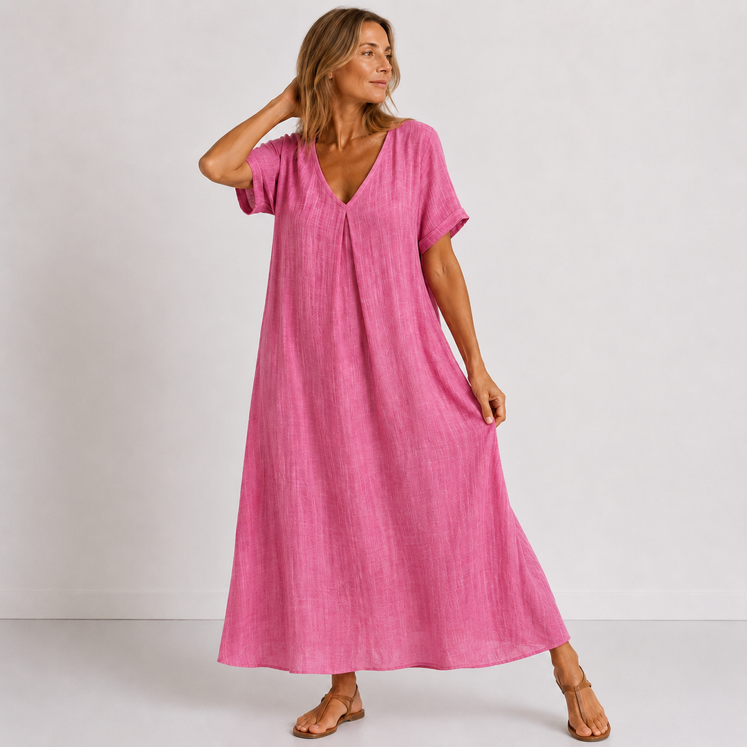 Noreli – Robe à col en V en tissu léger