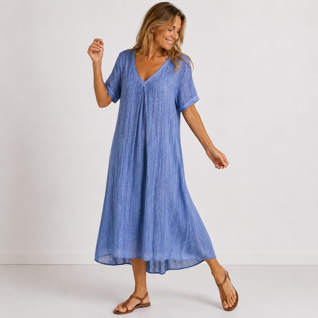 Noreli – Robe à col en V en tissu léger