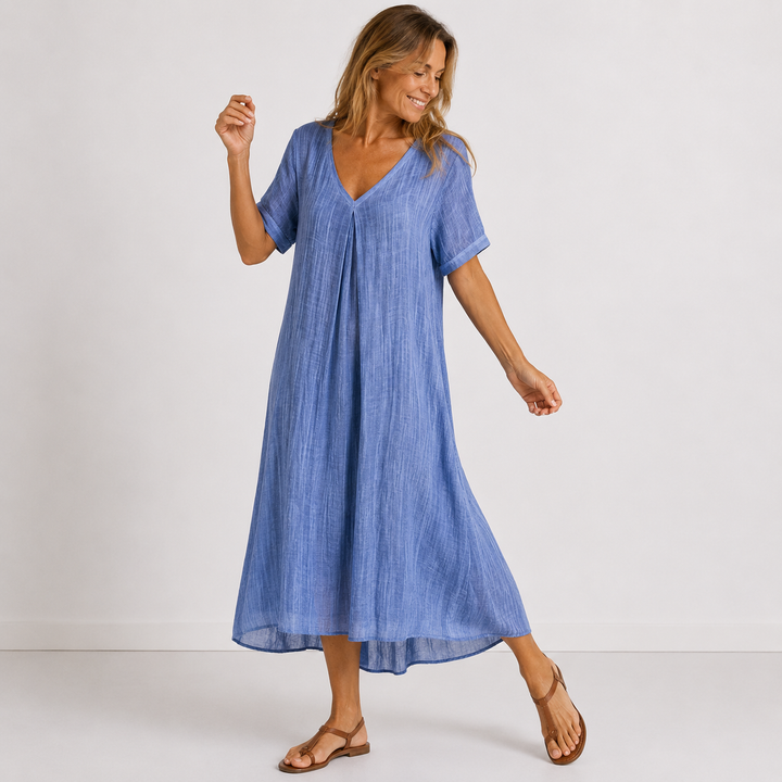 Noreli – Robe à col en V en tissu léger