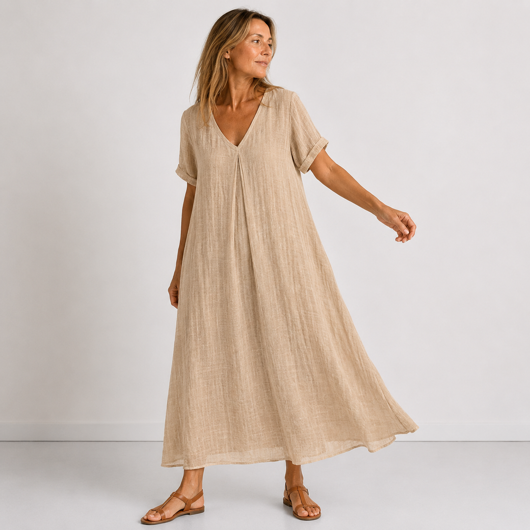 Noreli – Robe à col en V en tissu léger