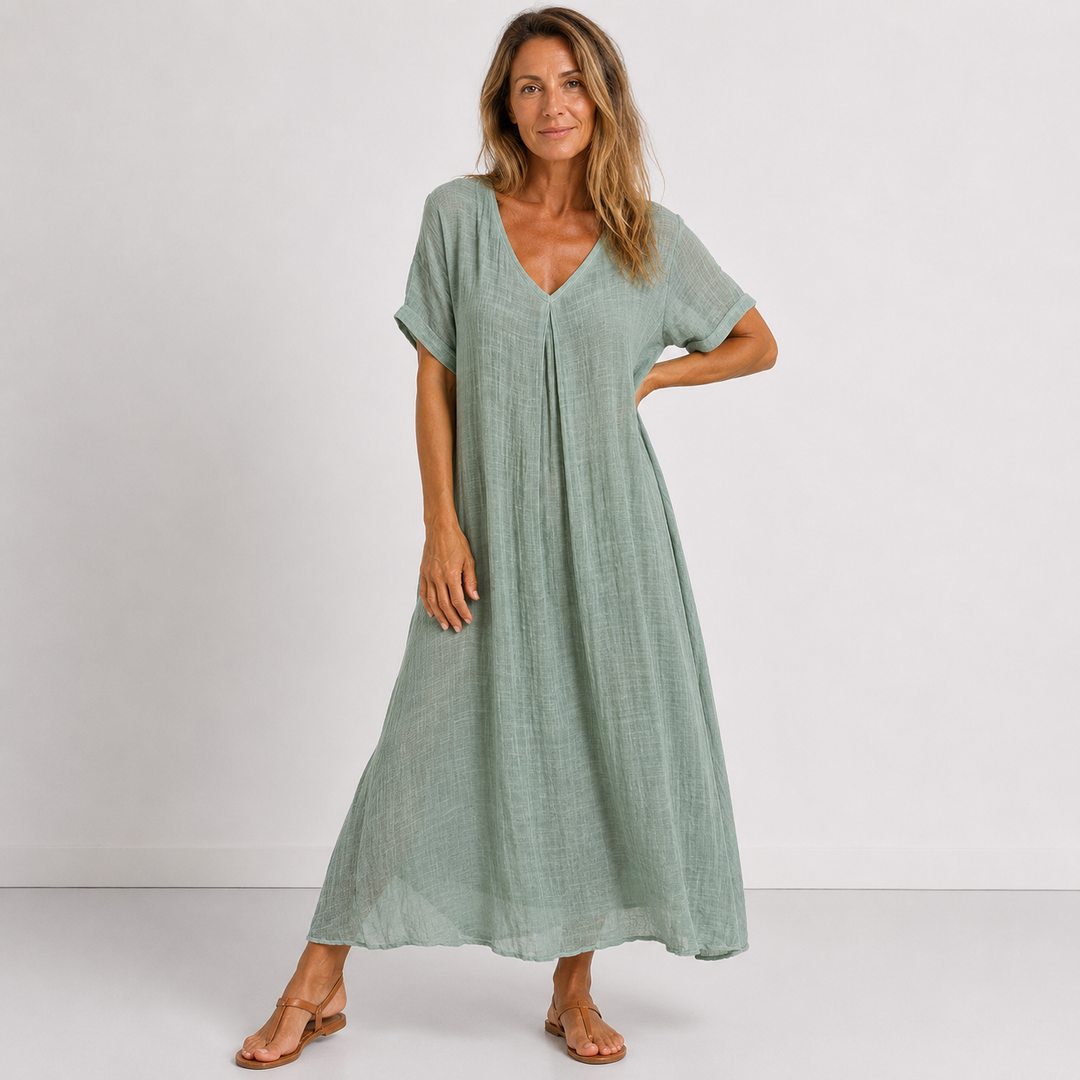 Noreli – Robe à col en V en tissu léger