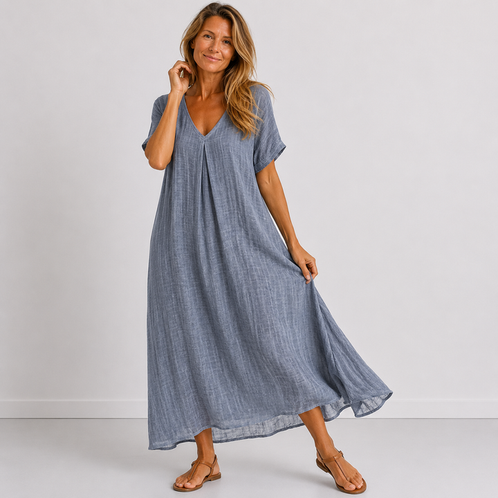 Noreli – Robe à col en V en tissu léger