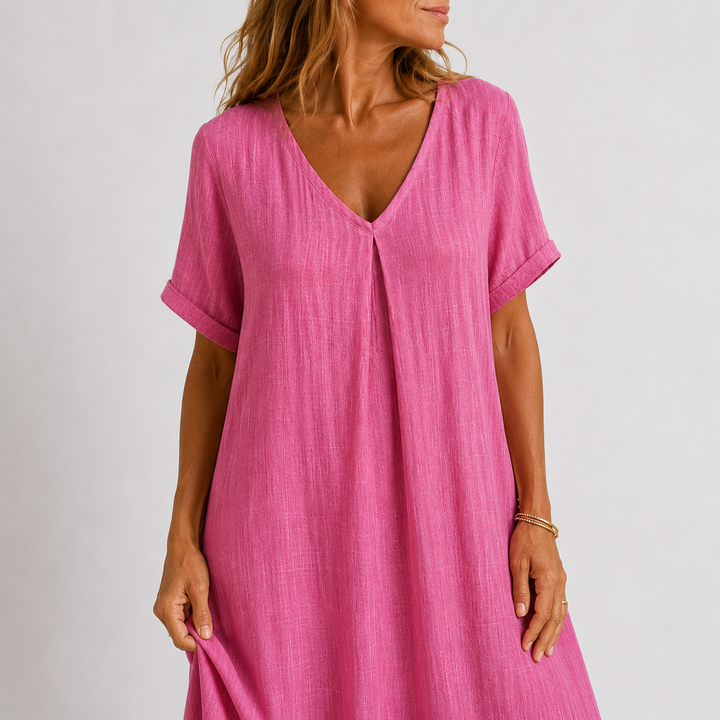 Noreli – Robe à col en V en tissu léger
