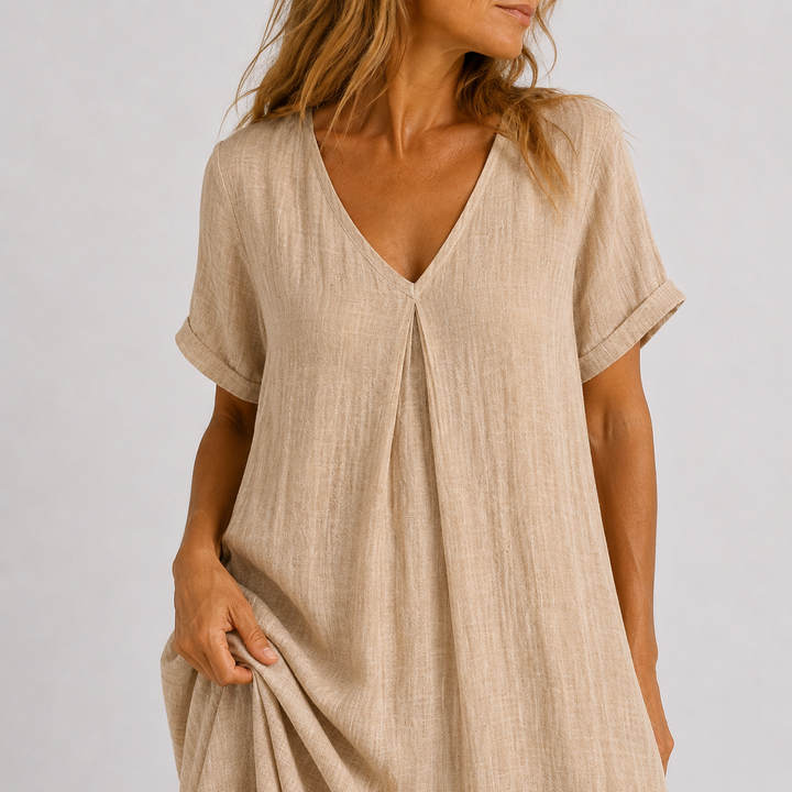 Noreli – Robe à col en V en tissu léger