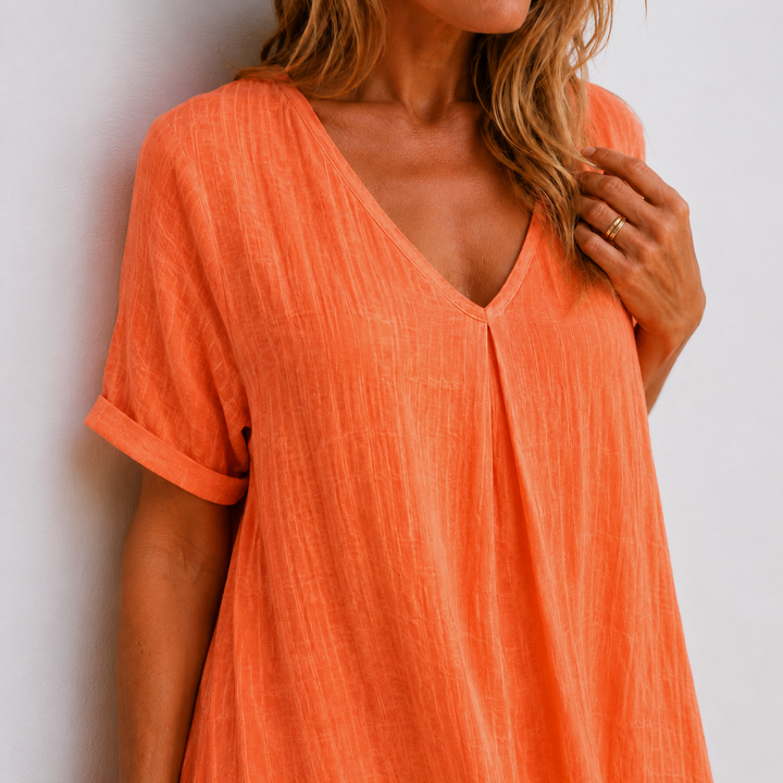 Noreli – Robe à col en V en tissu léger