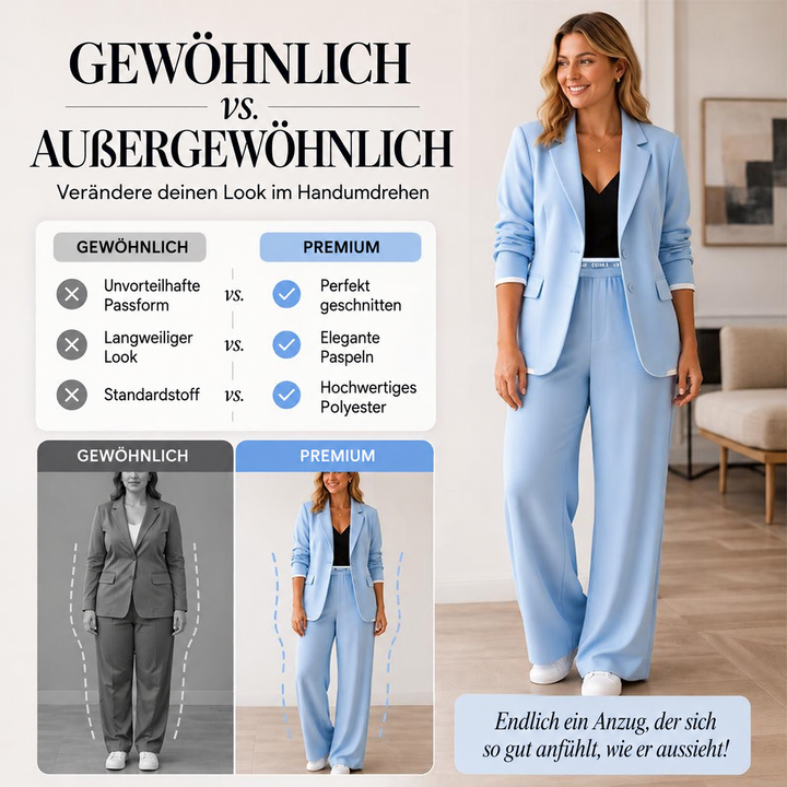 Reniva – Ensemble blazer et pantalon à jambes larges