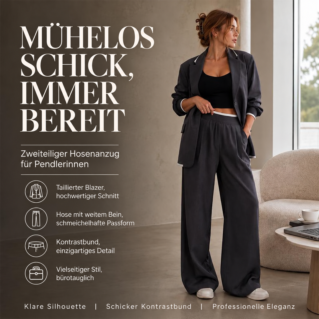 Reniva – Ensemble blazer et pantalon à jambes larges
