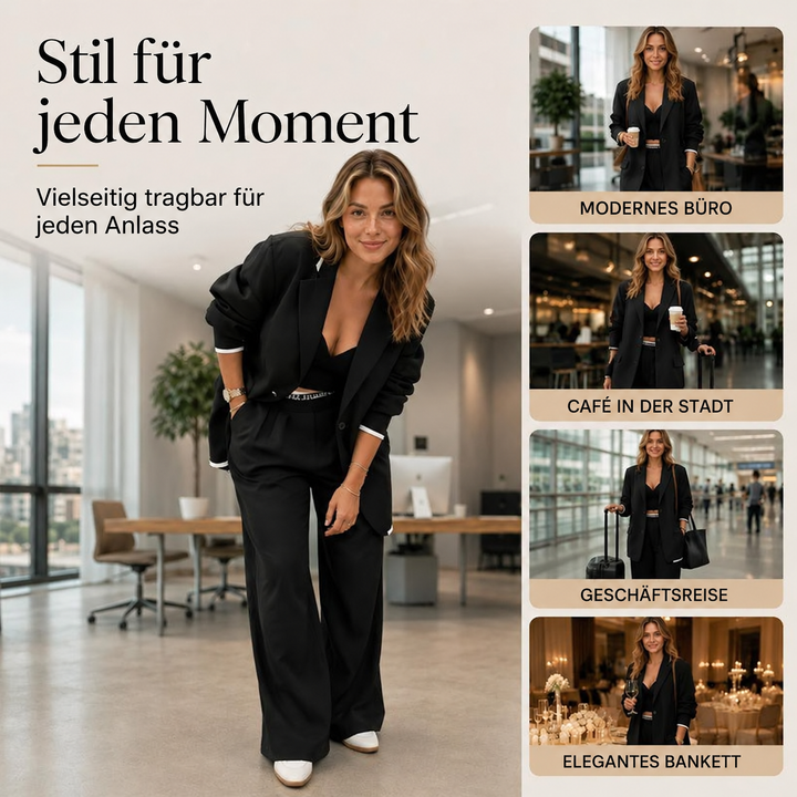 Reniva – Ensemble blazer et pantalon à jambes larges