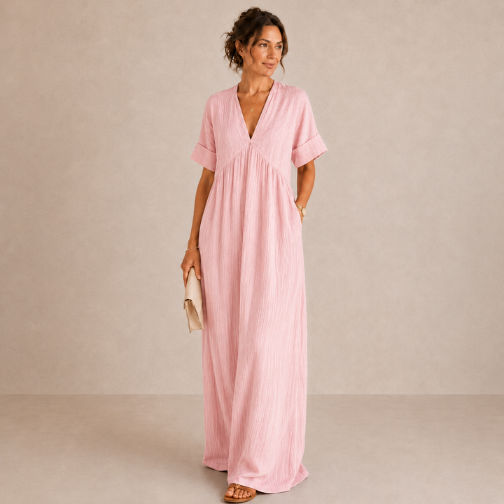 Rilena – Robe maxi drapée tissée