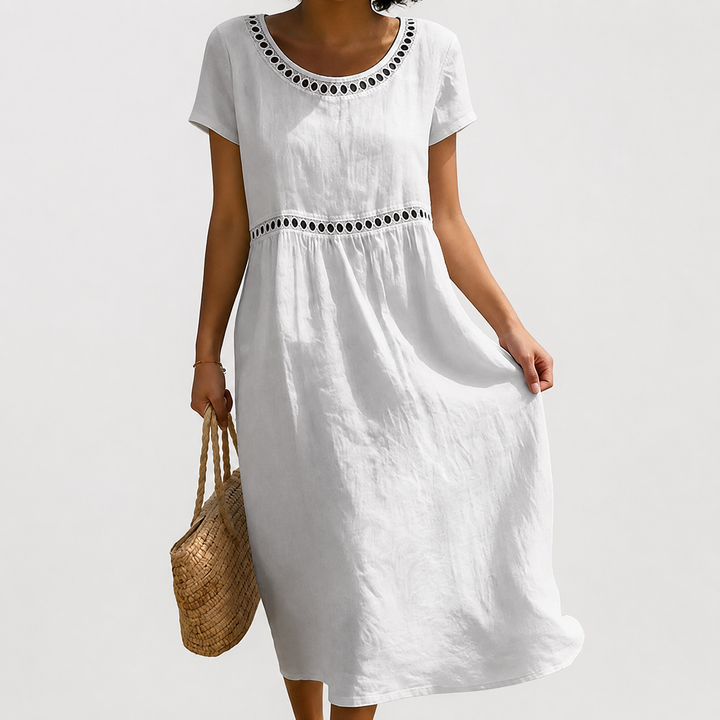 Orlise – robe en coton à col brodé