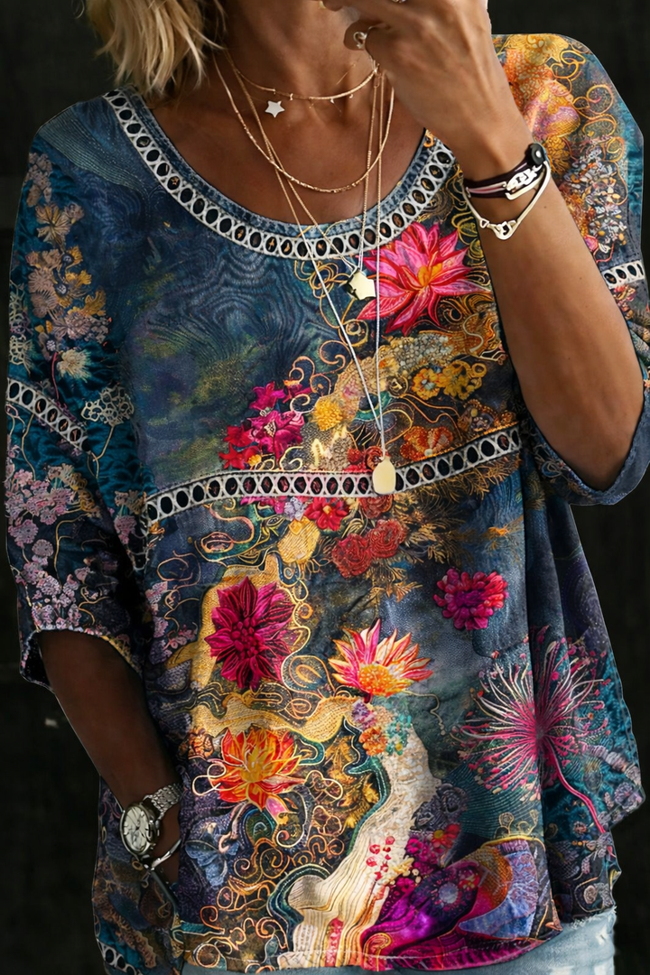 Nivara – chemise en jean à imprimé floral