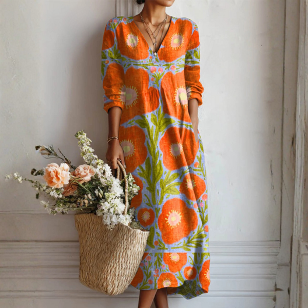 Ivenna – Robe en toile à motifs géométriques abstraits