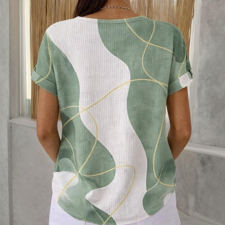 Tivara – Blouse en mélange de coton à blocs de couleur