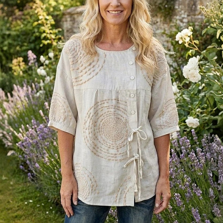 Rilena – Blouse à lacets en mélange de coton