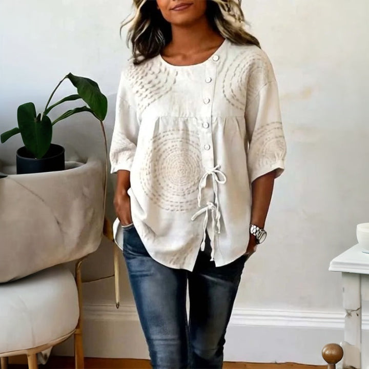 Rilena – Blouse à lacets en mélange de coton