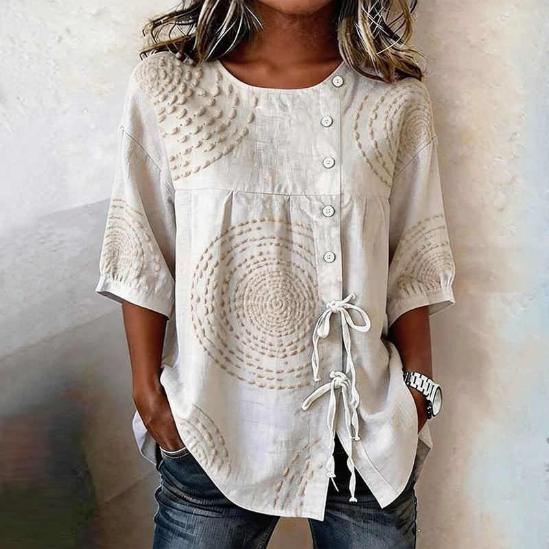 Rilena – Blouse à lacets en mélange de coton