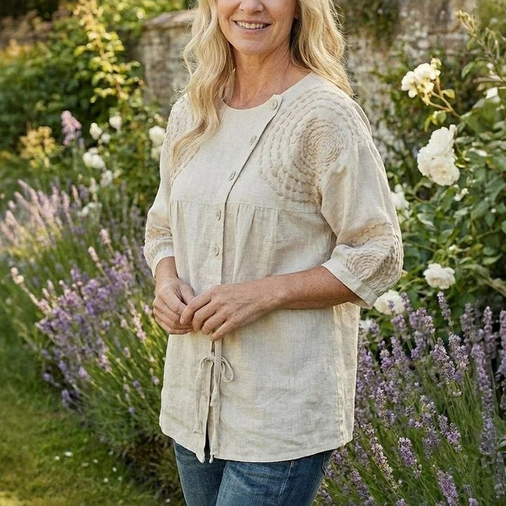 Rilena – Blouse à lacets en mélange de coton