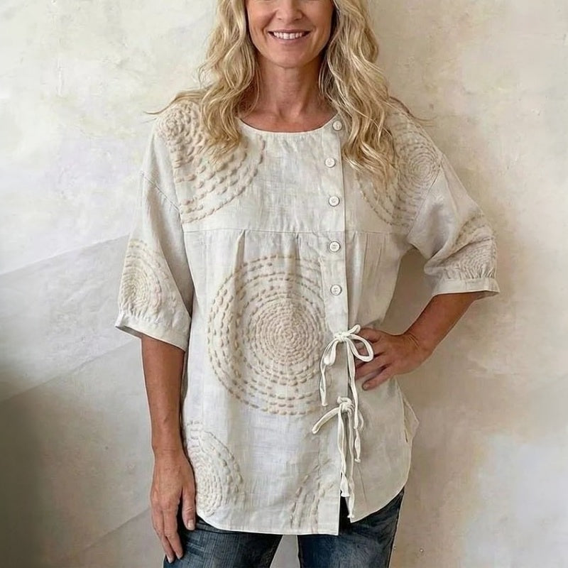 Rilena – Blouse à lacets en mélange de coton