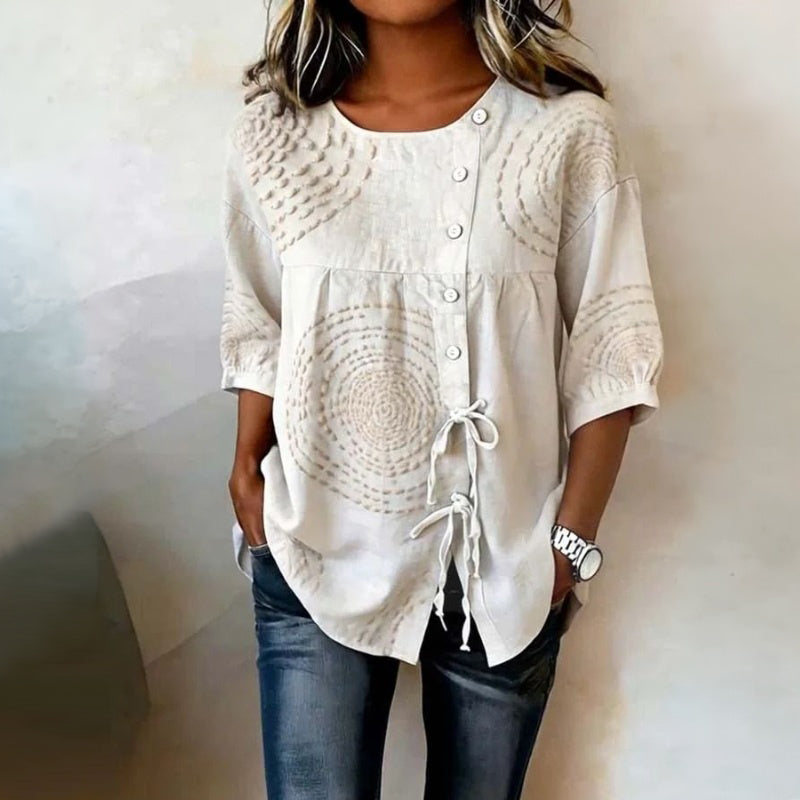 Rilena – Blouse à lacets en mélange de coton