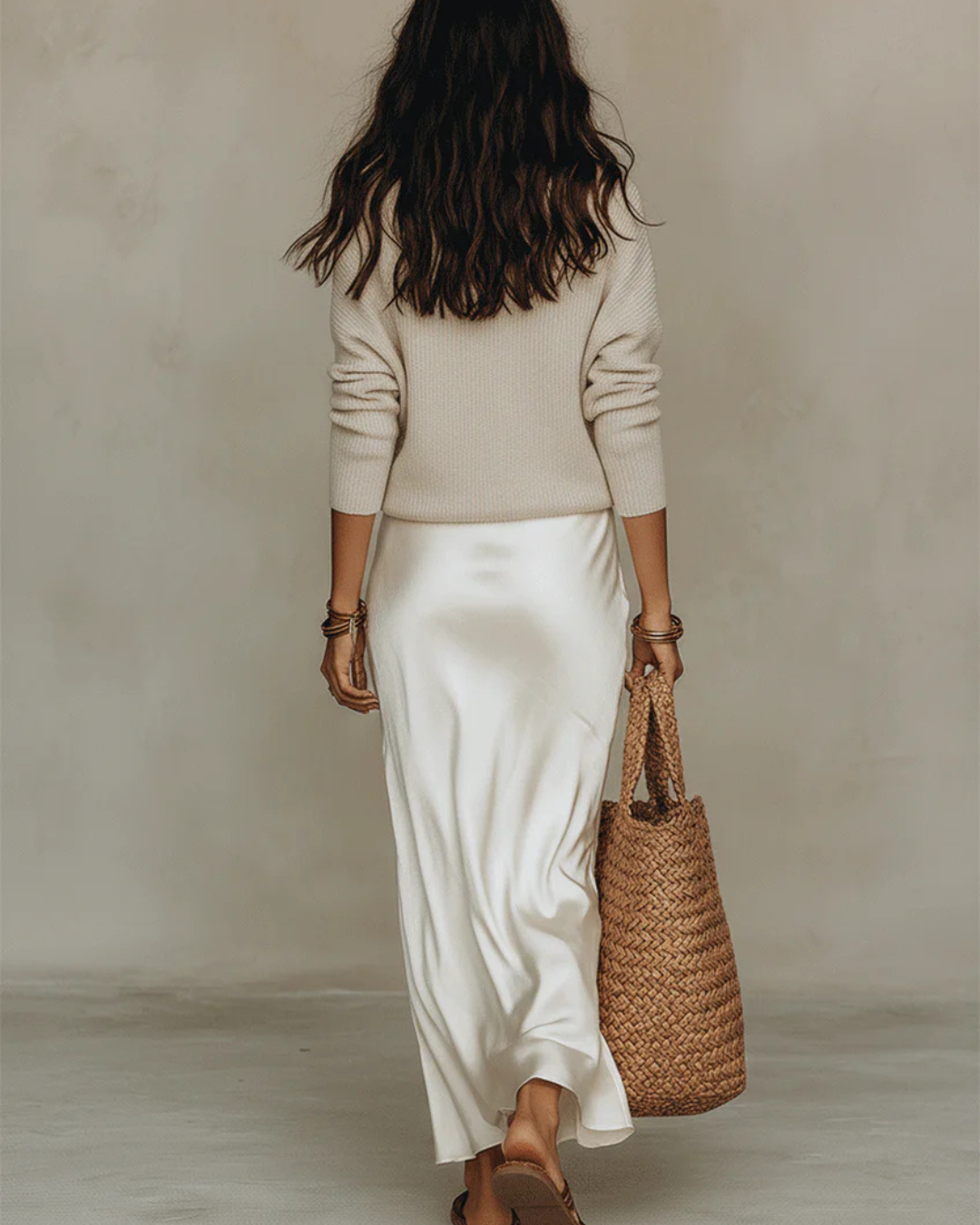 Calira – Ensemble avec robe mi-longue en satin