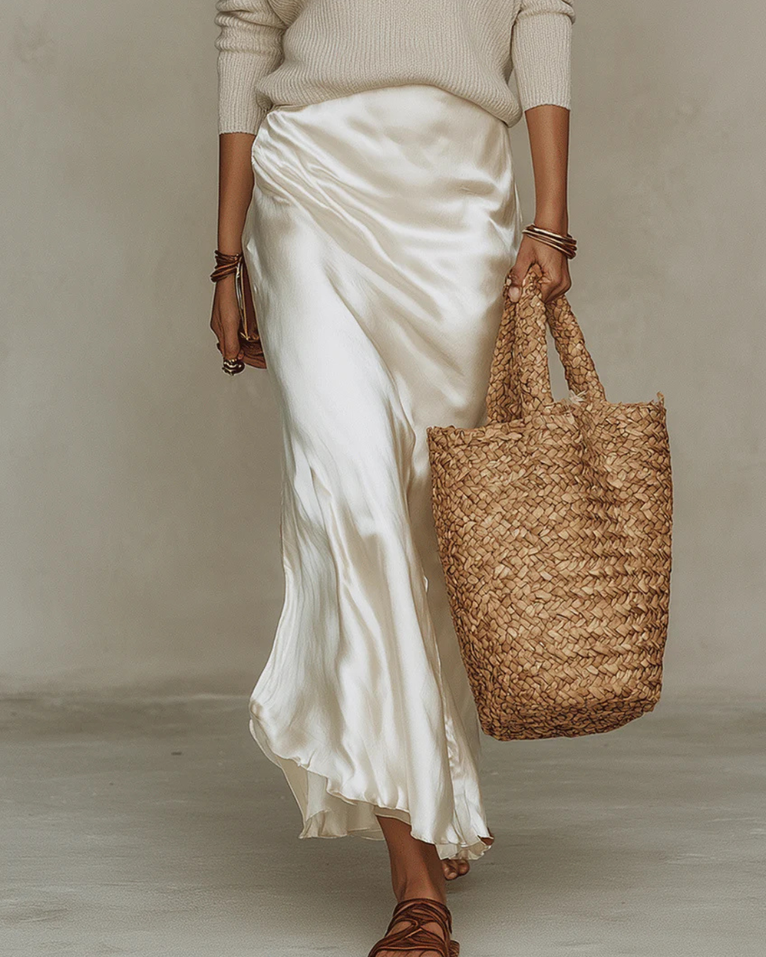 Calira – Ensemble avec robe mi-longue en satin