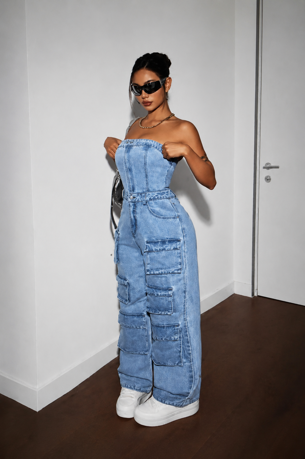Elyra – Combinaison sans bretelles en denim