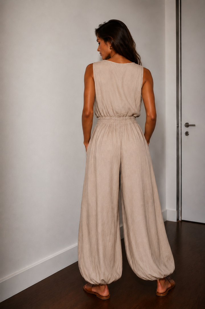 Nevara – Combinaison à jambes larges en tissu léger