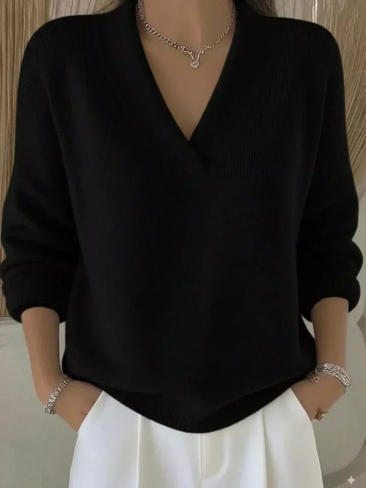 Vesara – Col en V profond, maille fine, pull