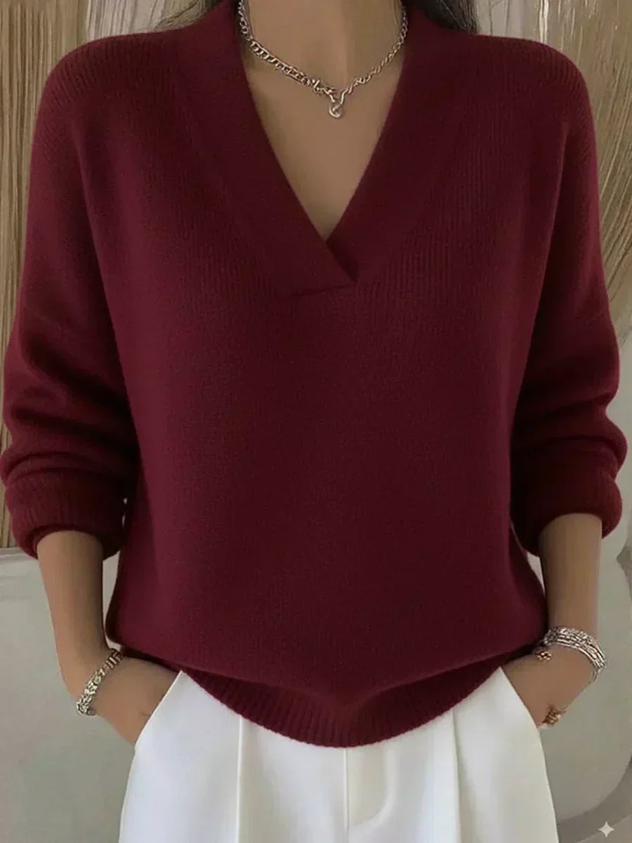 Vesara – Col en V profond, maille fine, pull