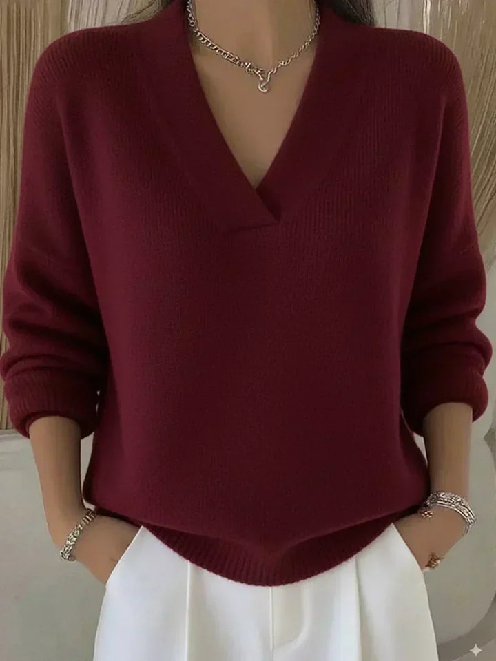 Vesara – Col en V profond, maille fine, pull