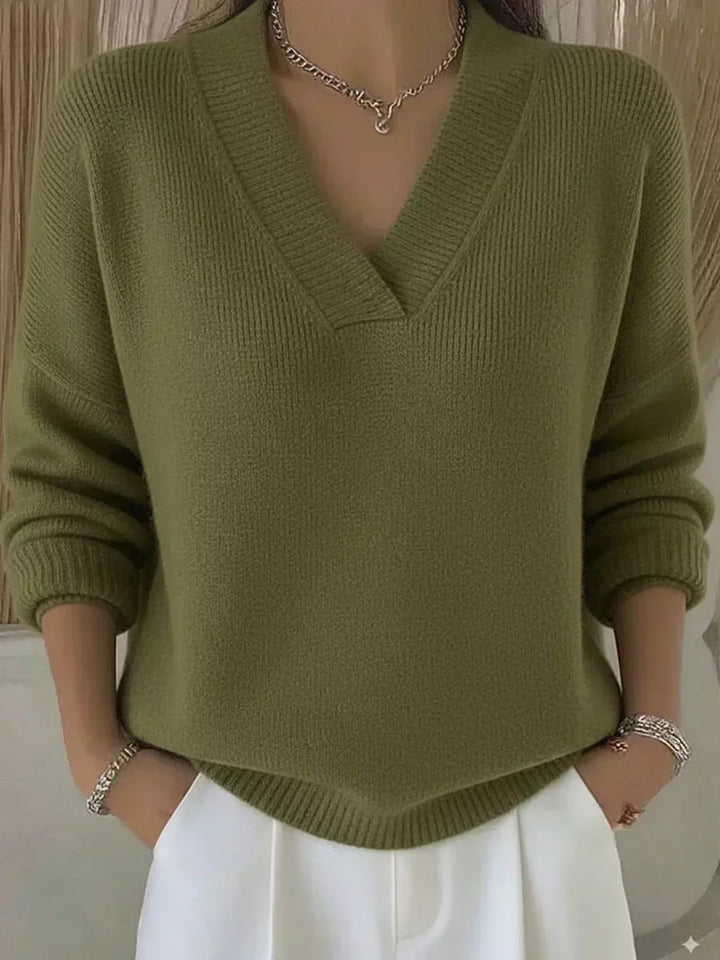 Vesara – Col en V profond, maille fine, pull