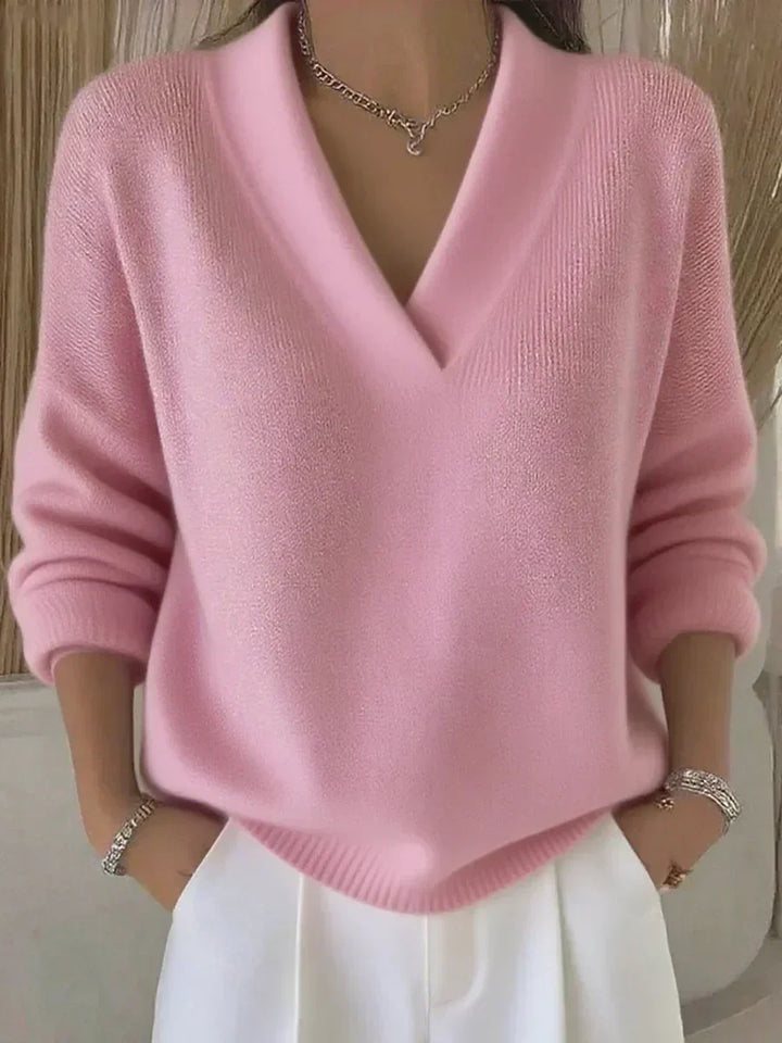 Vesara – Col en V profond, maille fine, pull