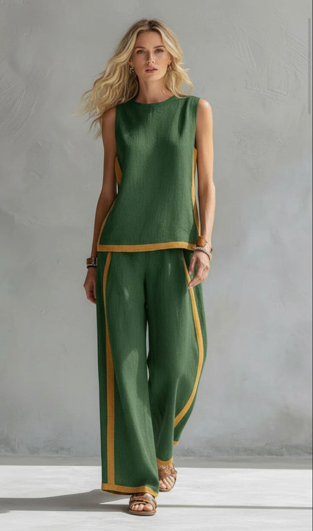 Arenia – à bordures contrastées, en lin-coton, ensemble veste et pantalon