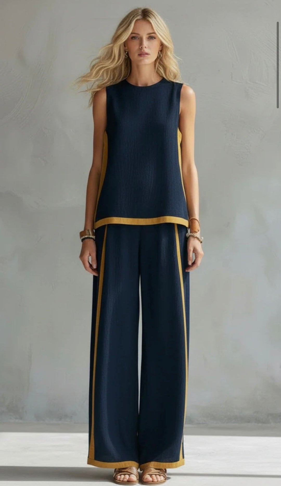 Arenia – à bordures contrastées, en lin-coton, ensemble veste et pantalon