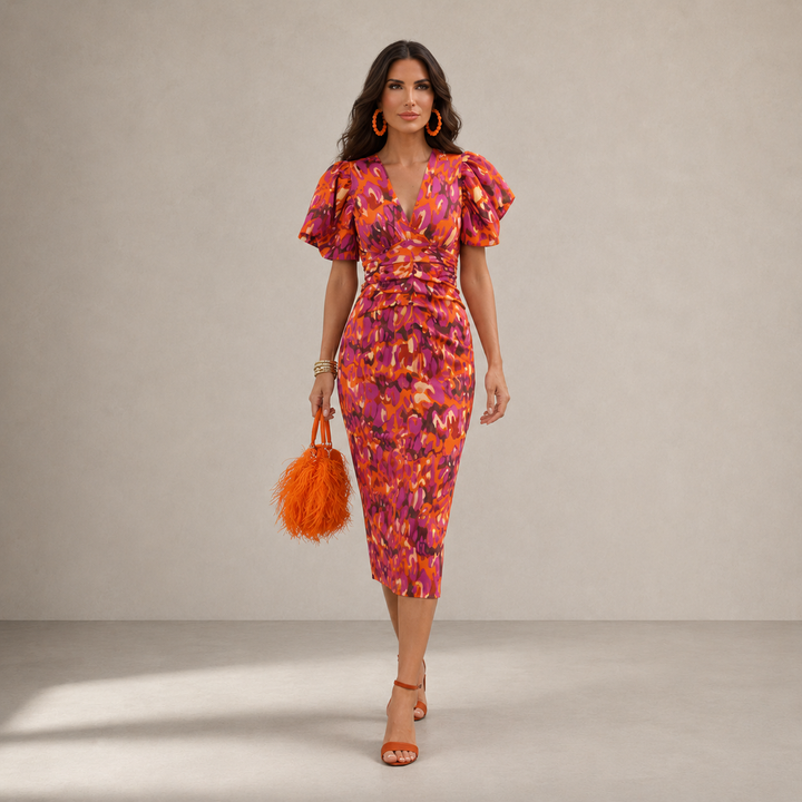 Noreli – Manches bouffantes en tissu imprimé, robe
