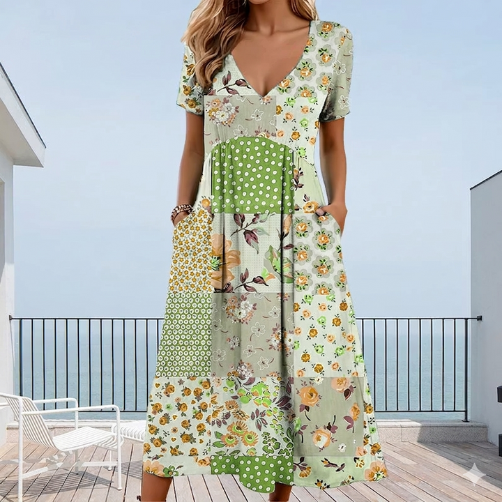 Calira – Robe fleurie à décolleté en V