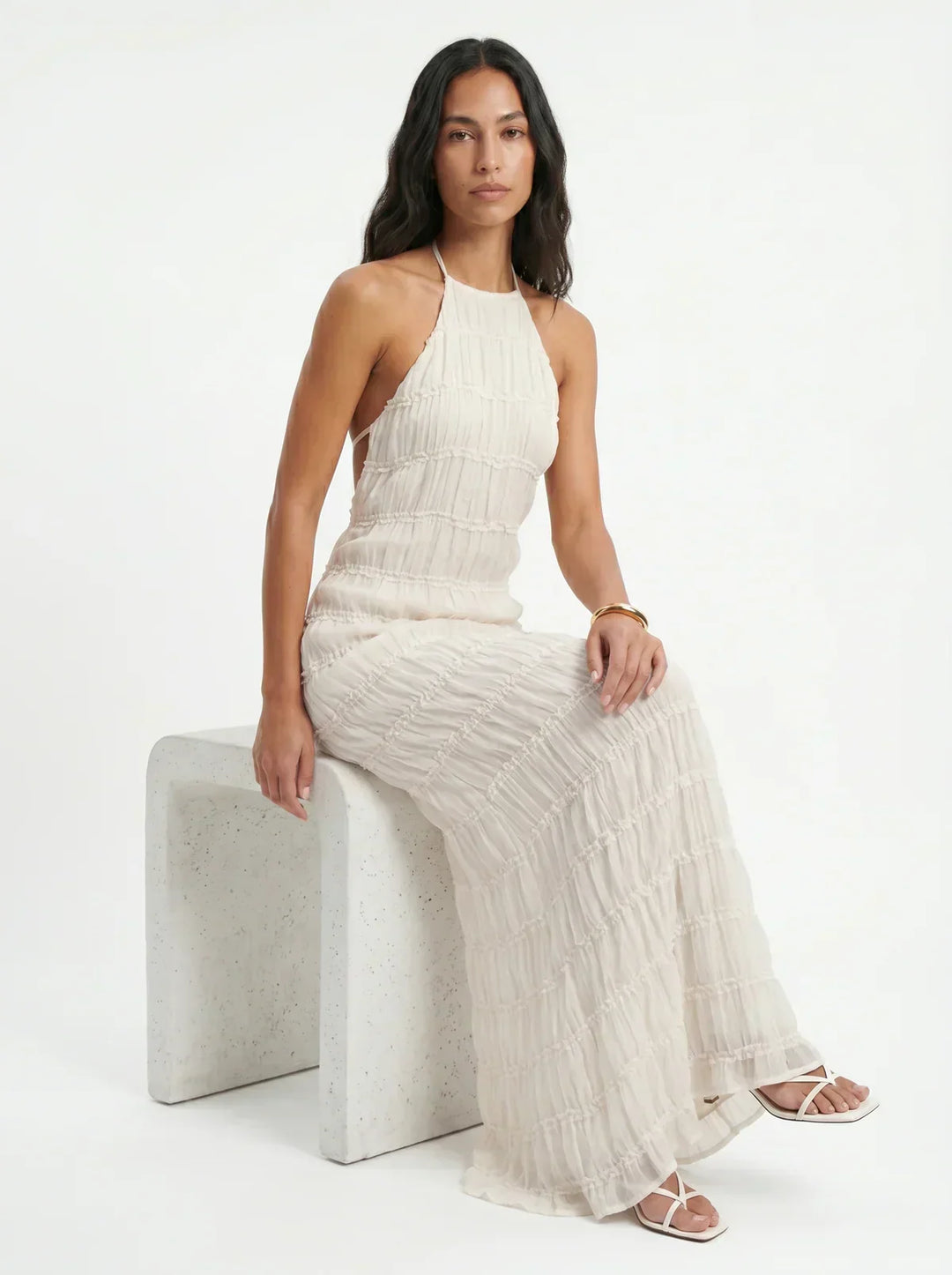 Ivessa – Robe à volants en mélange de coton