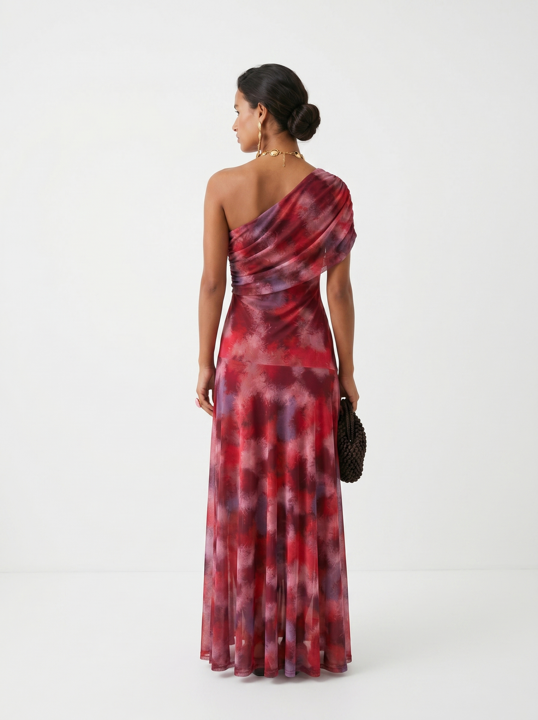 Virela – À épaules dénudées et coupe portefeuille, en microfibre, robe maxi