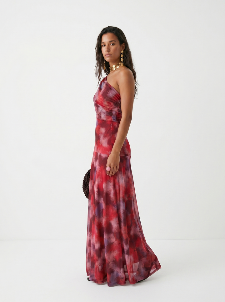 Virela – À épaules dénudées et coupe portefeuille, en microfibre, robe maxi