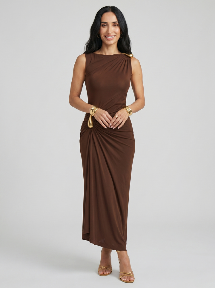 Mireva – Robe en tissu technique froncée aux hanches