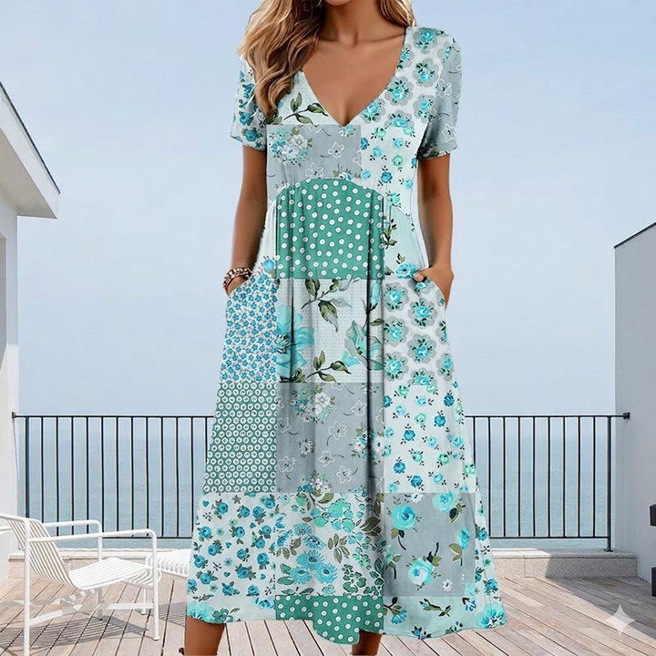 Calira – Robe fleurie à décolleté en V