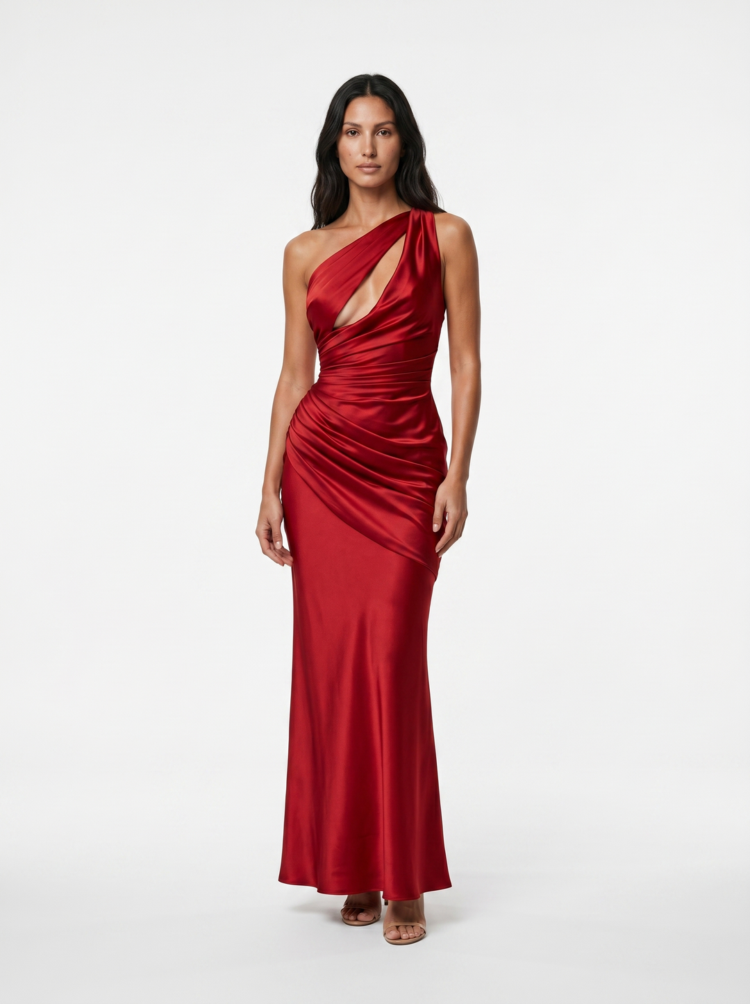 Vesira – robe en satin à encolure asymétrique