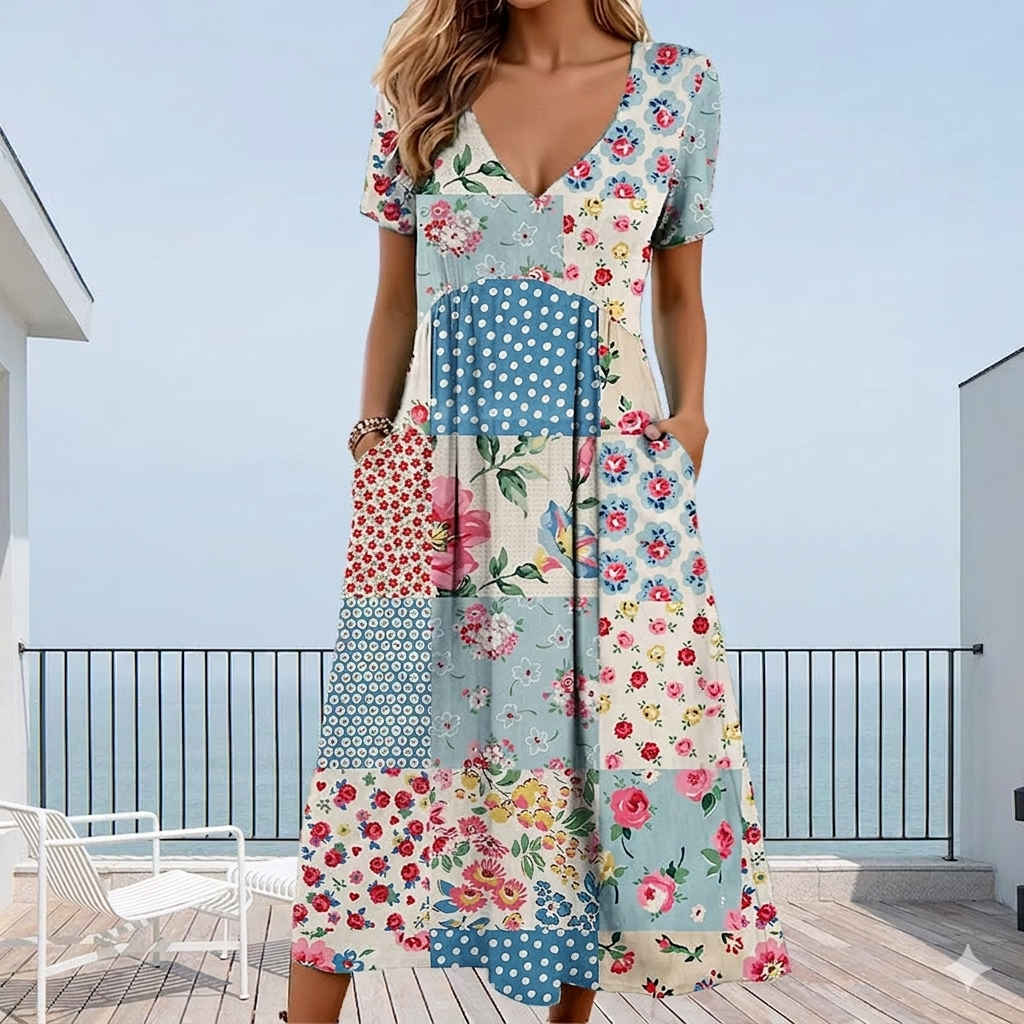 Calira – Robe fleurie à décolleté en V