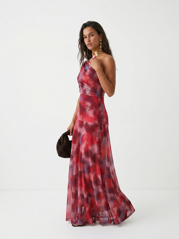 Virela – À épaules dénudées et coupe portefeuille, en microfibre, robe maxi