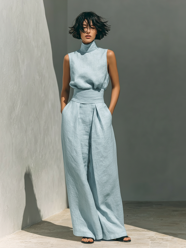 Kevara – Coupe ample en coton-lin, ensemble de pantalons