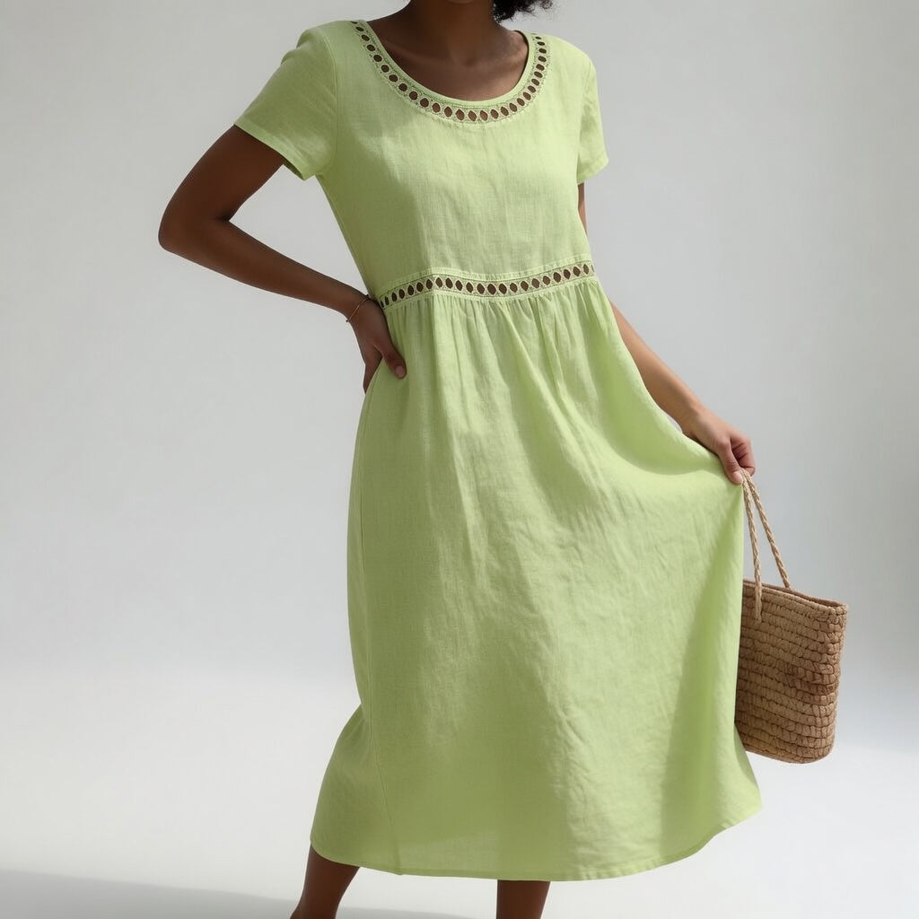 Orlise – robe en coton à col brodé